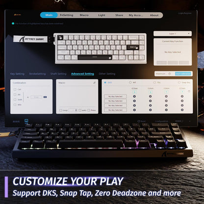 Clavier Gaming Magnétique ATTACK SHARK X68HE 60% avec Rapid Trigger et 8000Hz - لوحة مفاتيح المغناطيسية