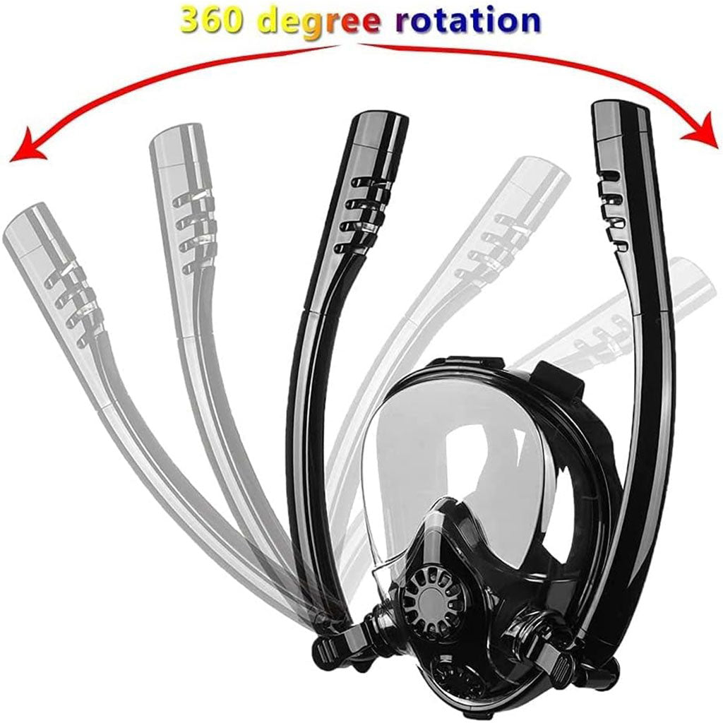 Masque de Plongée Intégral 180 ° Grande vue Anti-buée avec Double Tubes- قناع غوص إحترافي