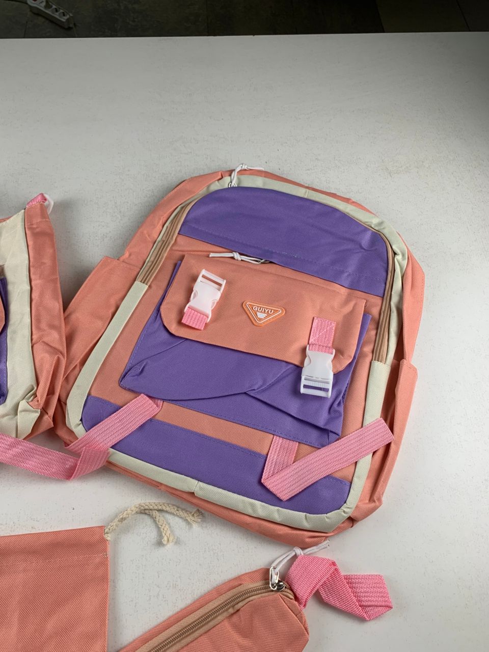 Ensemble de sacs d’école Kawai pour adolescents 5Pcs Guiyu V1 Rose – محفظة 5 قطع كاواي وردي