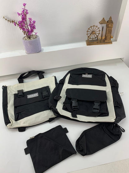 Ensemble de sacs d’école Kawai pour adolescents 4Pcs HAOLIDA V2 Noir – محفظة 4 قطع كاواي أسود