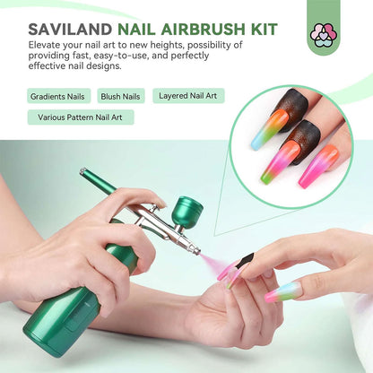 Kit aérographe avec compresseur intégré rechargeable pour nail arts et décoration – جهاز رسم وتزيين