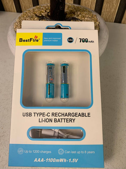 Pile rechargeable USB type C AAA 700mWh en lithium BestFire - بطارية ليثيوم قابلة لإعادة الشحن